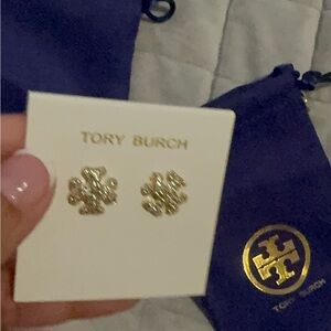 Tory Burch Shimmering Gold Stud Earrings